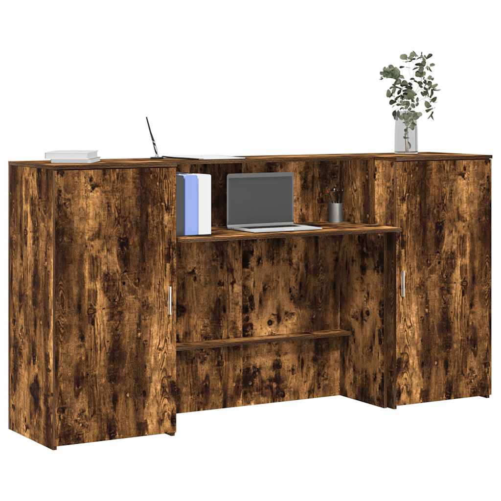Receptiebalie 200x50x103,5 cm bewerkt hout gerookt eikenkleurig