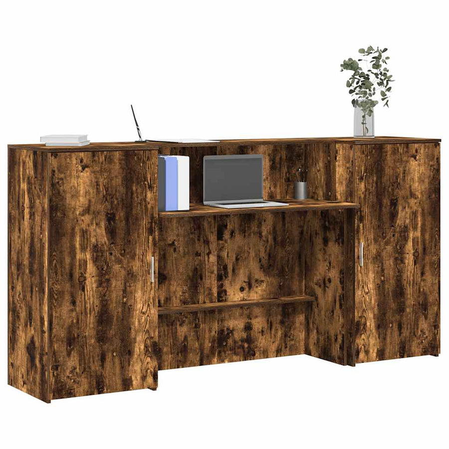 Receptiebalie 200x50x103,5 cm bewerkt hout gerookt eikenkleurig