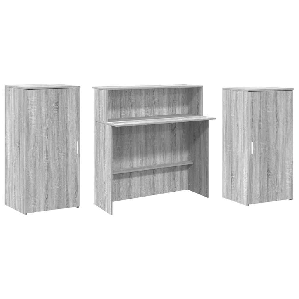 Receptiebalie 200X50X103,5 Cm Bewerkt Hout Eiken 200 x 50 x 103.5 cm Grijs sonoma
