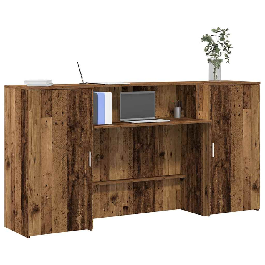 Receptiebalie 200X50X103,5 Cm Bewerkt Hout Kleurig 200 x 50 x 103.5 cm Oud hout