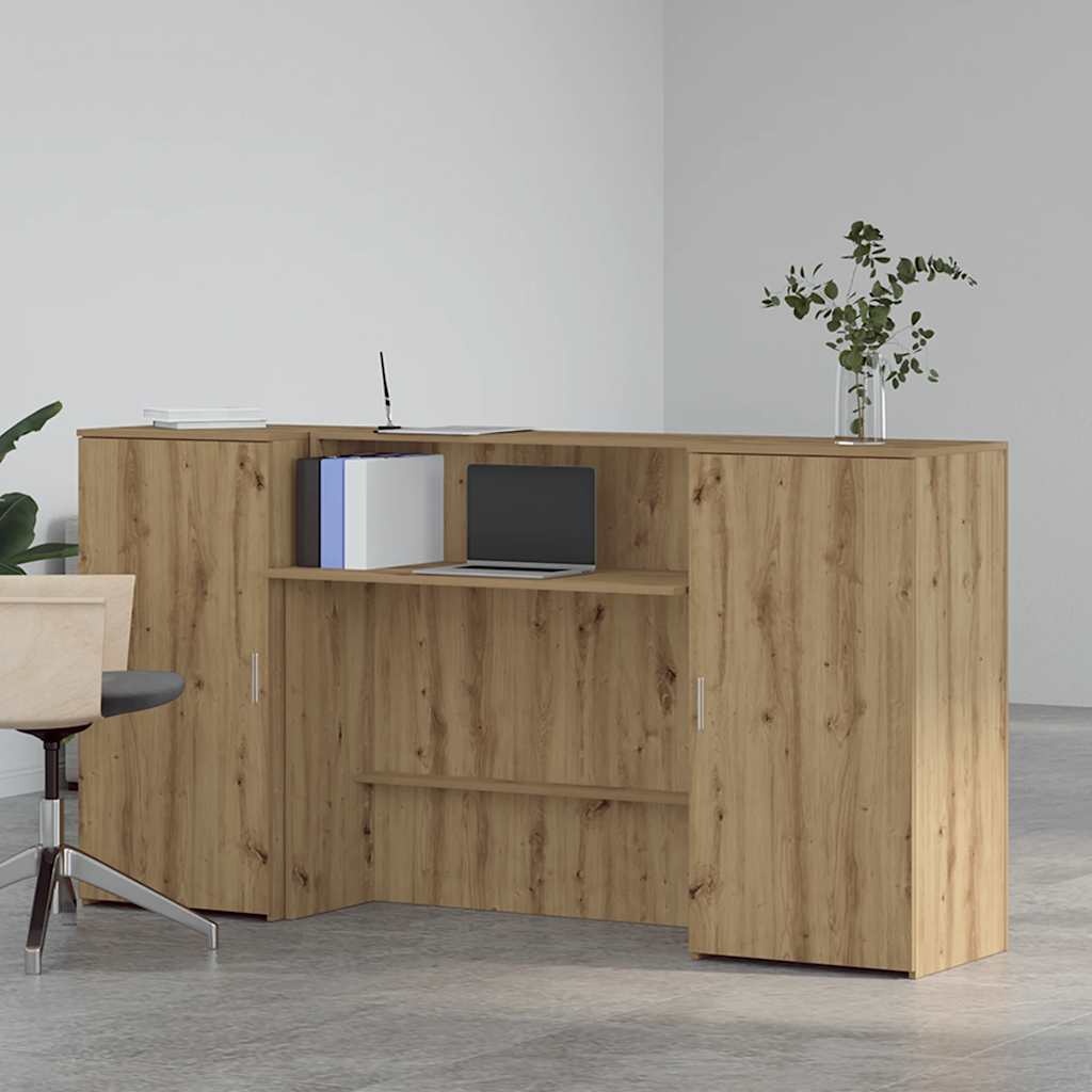 Receptiebalie 200X50X103,5Cm Bewerkt Hout Artisanaal Eikenkleur 200 x 50 x 103.5 cm artisanaal eikenkleurig