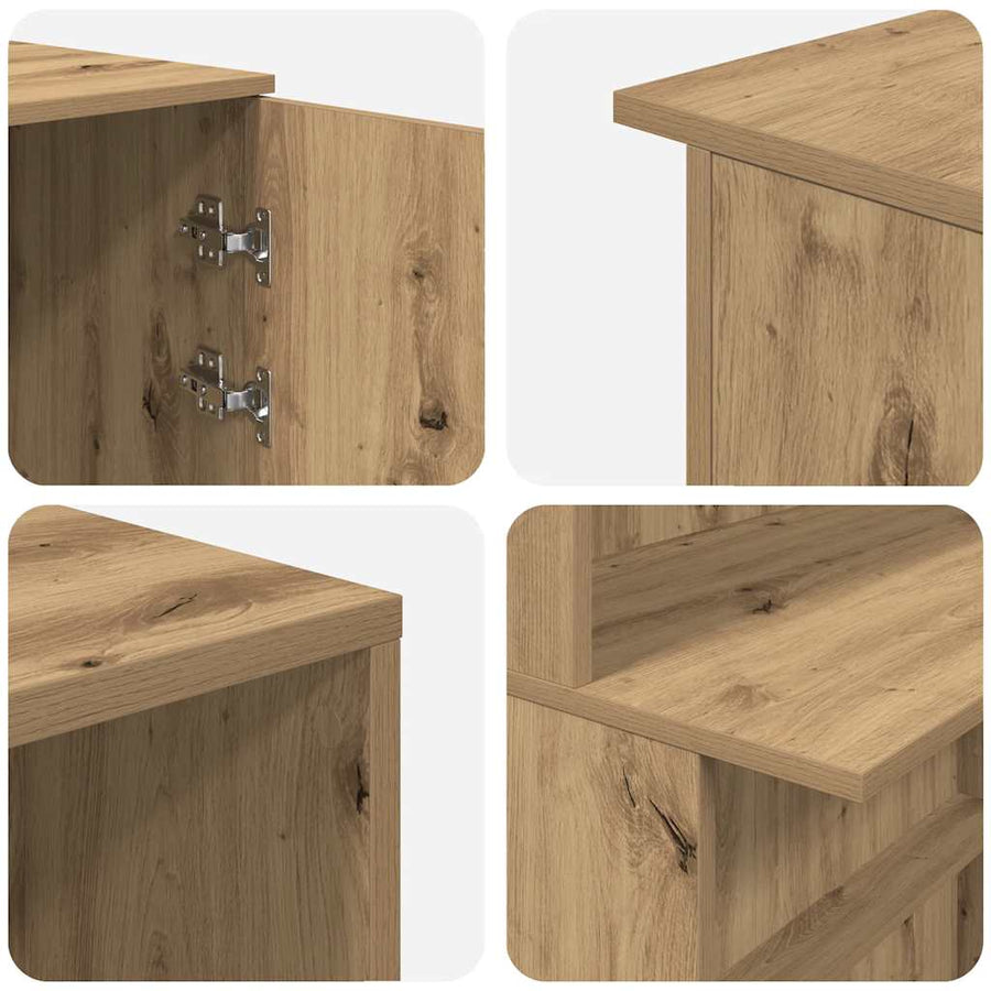 Receptiebalie 200X50X103,5Cm Bewerkt Hout Artisanaal Eikenkleur 200 x 50 x 103.5 cm artisanaal eikenkleurig