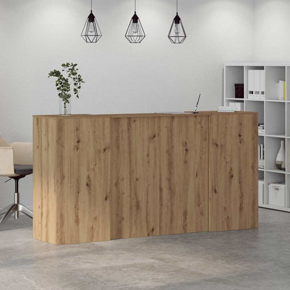 Receptiebalie 200X50X103,5Cm Bewerkt Hout Artisanaal Eikenkleur 200 x 50 x 103.5 cm artisanaal eikenkleurig