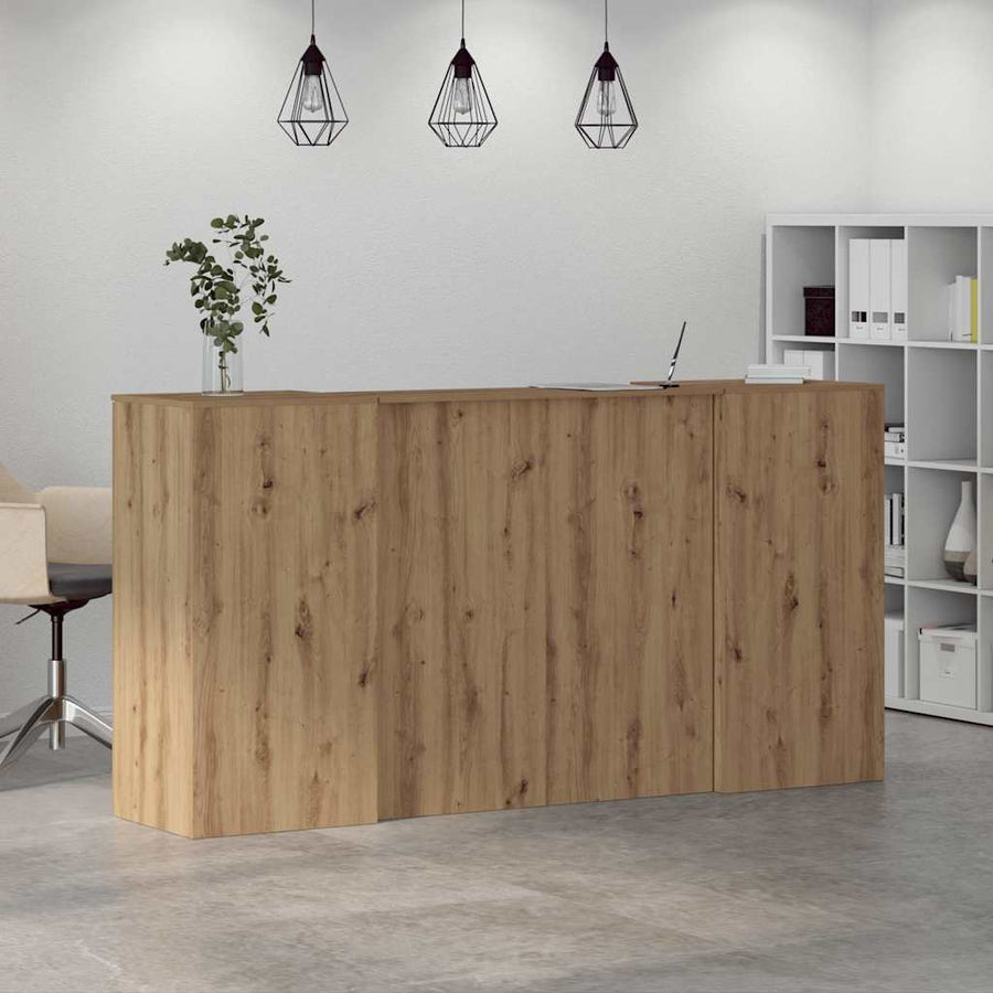 Receptiebalie 200X50X103,5Cm Bewerkt Hout Artisanaal Eikenkleur 200 x 50 x 103.5 cm artisanaal eikenkleurig