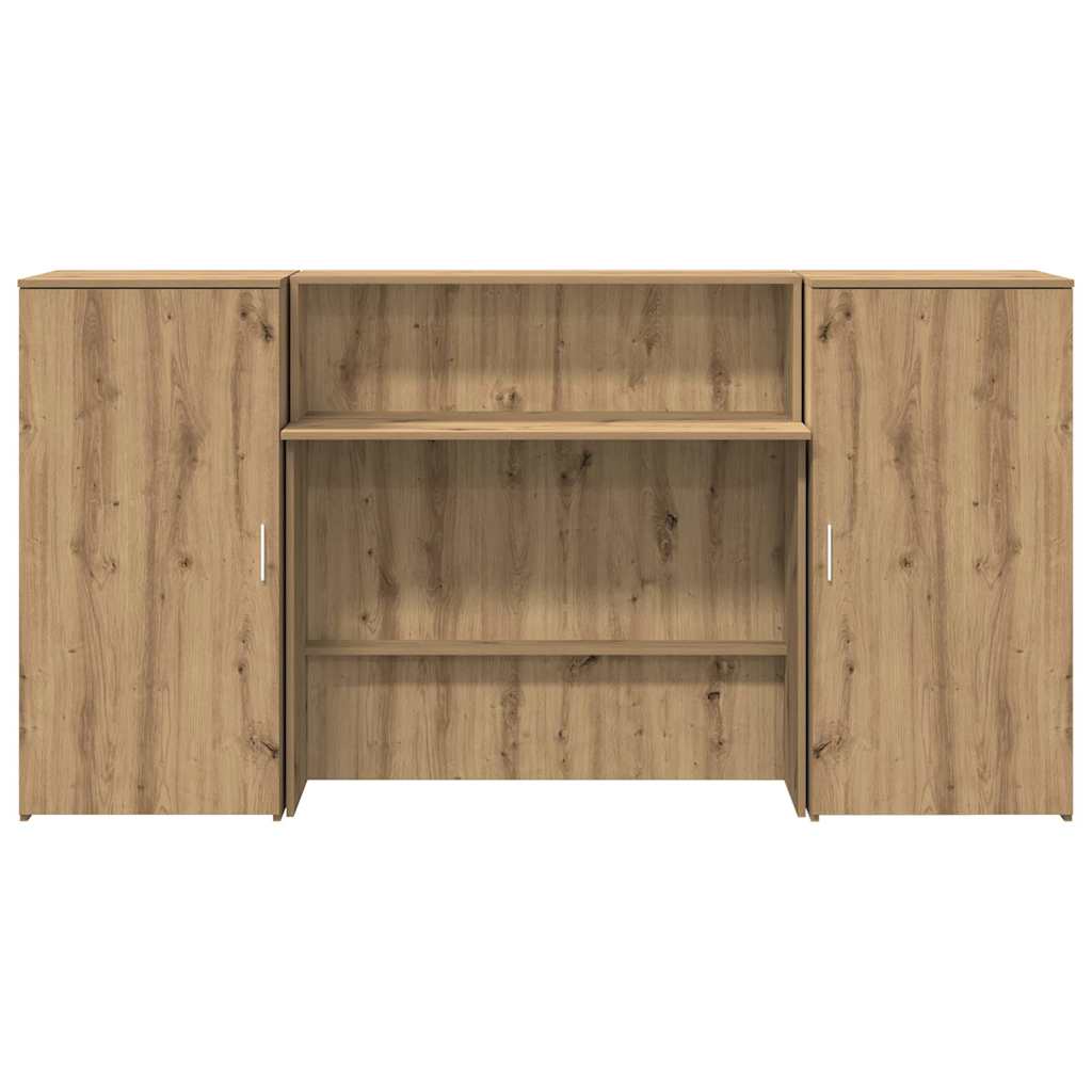 Receptiebalie 200X50X103,5Cm Bewerkt Hout Artisanaal Eikenkleur 200 x 50 x 103.5 cm artisanaal eikenkleurig