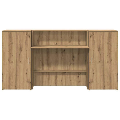 Receptiebalie 200X50X103,5Cm Bewerkt Hout Artisanaal Eikenkleur 200 x 50 x 103.5 cm artisanaal eikenkleurig