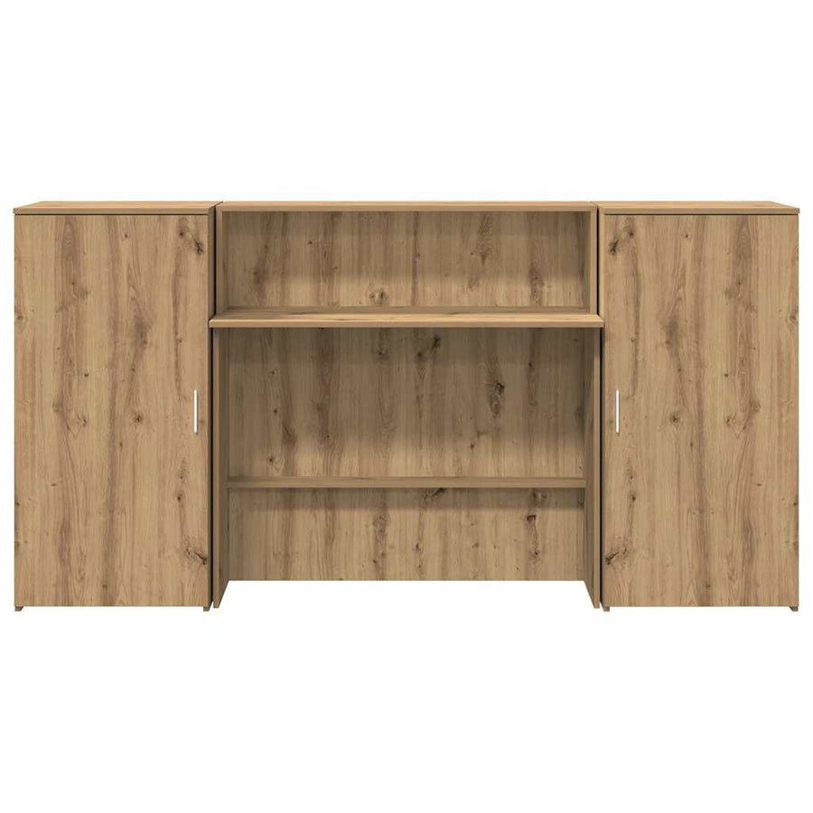 Receptiebalie 200X50X103,5Cm Bewerkt Hout Artisanaal Eikenkleur 200 x 50 x 103.5 cm artisanaal eikenkleurig