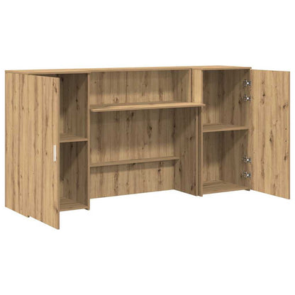 Receptiebalie 200X50X103,5Cm Bewerkt Hout Artisanaal Eikenkleur 200 x 50 x 103.5 cm artisanaal eikenkleurig