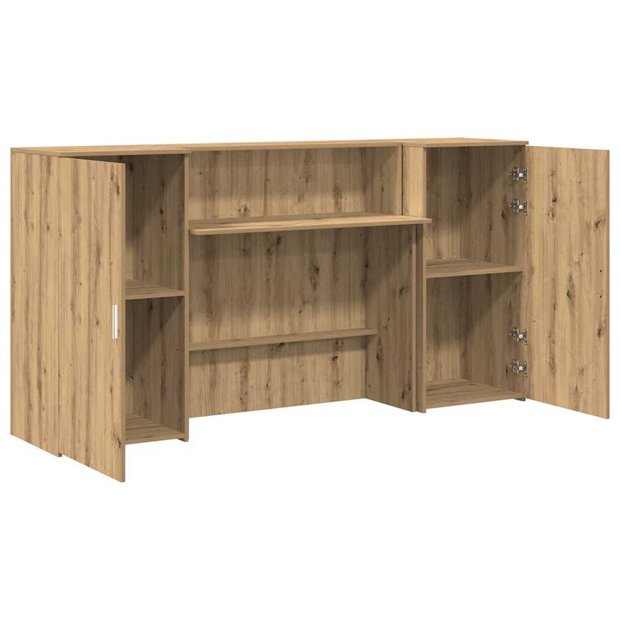 Receptiebalie 200X50X103,5Cm Bewerkt Hout Artisanaal Eikenkleur 200 x 50 x 103.5 cm artisanaal eikenkleurig