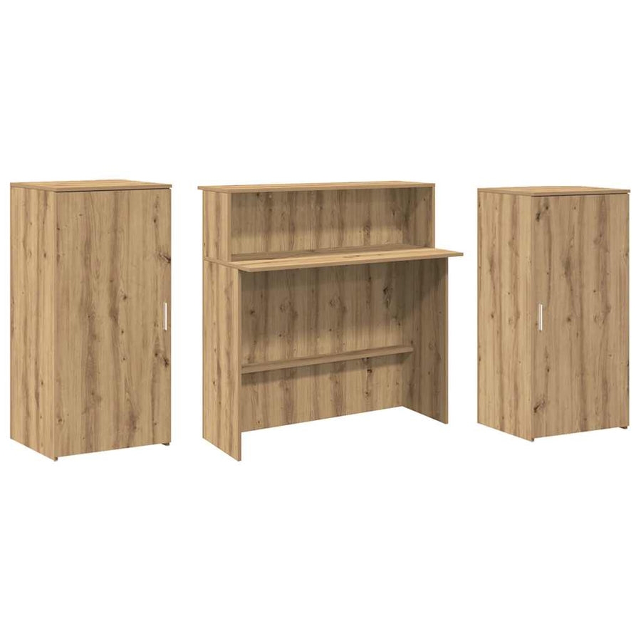 Receptiebalie 200X50X103,5Cm Bewerkt Hout Artisanaal Eikenkleur 200 x 50 x 103.5 cm artisanaal eikenkleurig