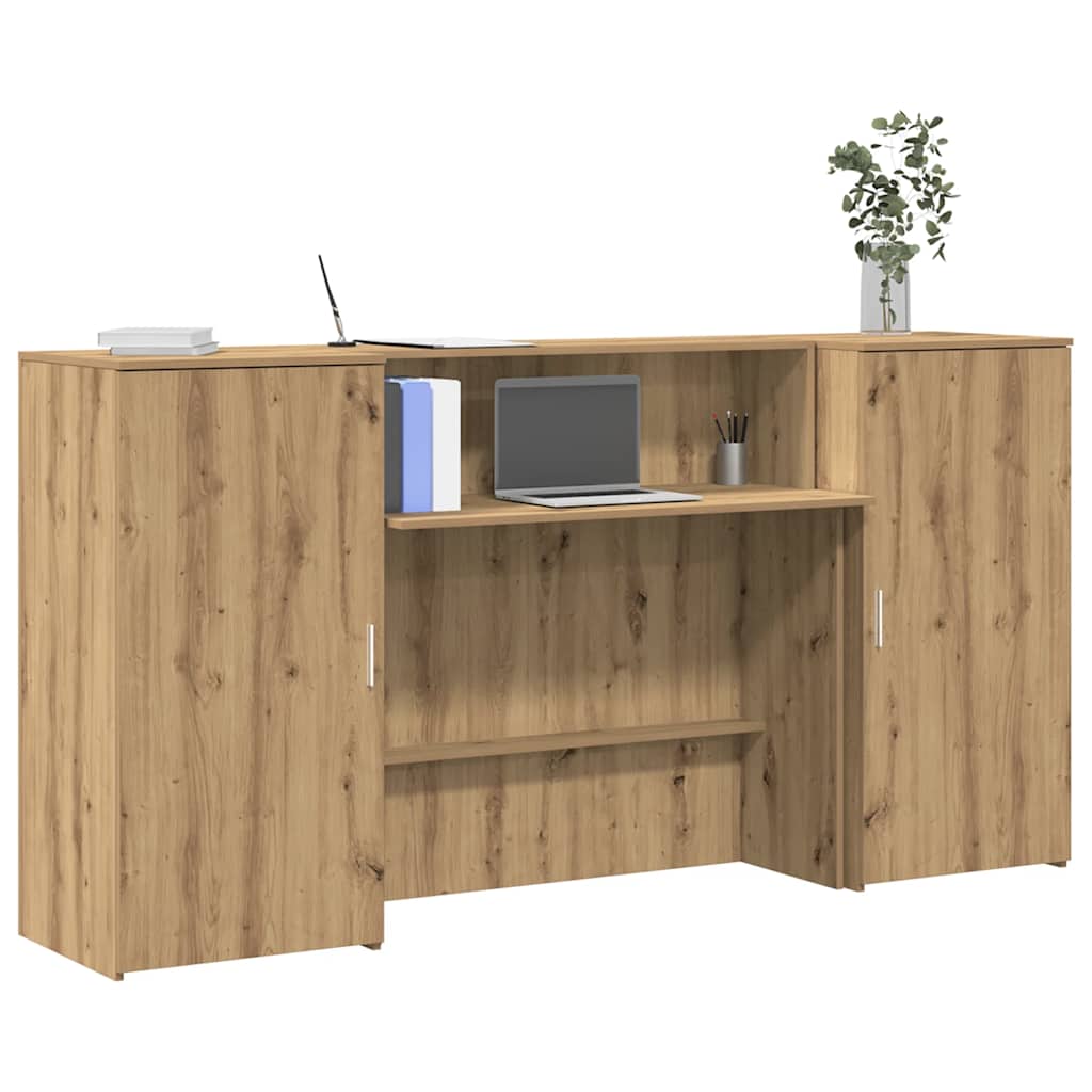 Receptiebalie 200X50X103,5Cm Bewerkt Hout Artisanaal Eikenkleur 200 x 50 x 103.5 cm artisanaal eikenkleurig