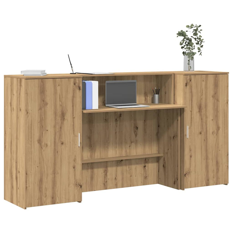Receptiebalie 200X50X103,5Cm Bewerkt Hout Artisanaal Eikenkleur 200 x 50 x 103.5 cm artisanaal eikenkleurig