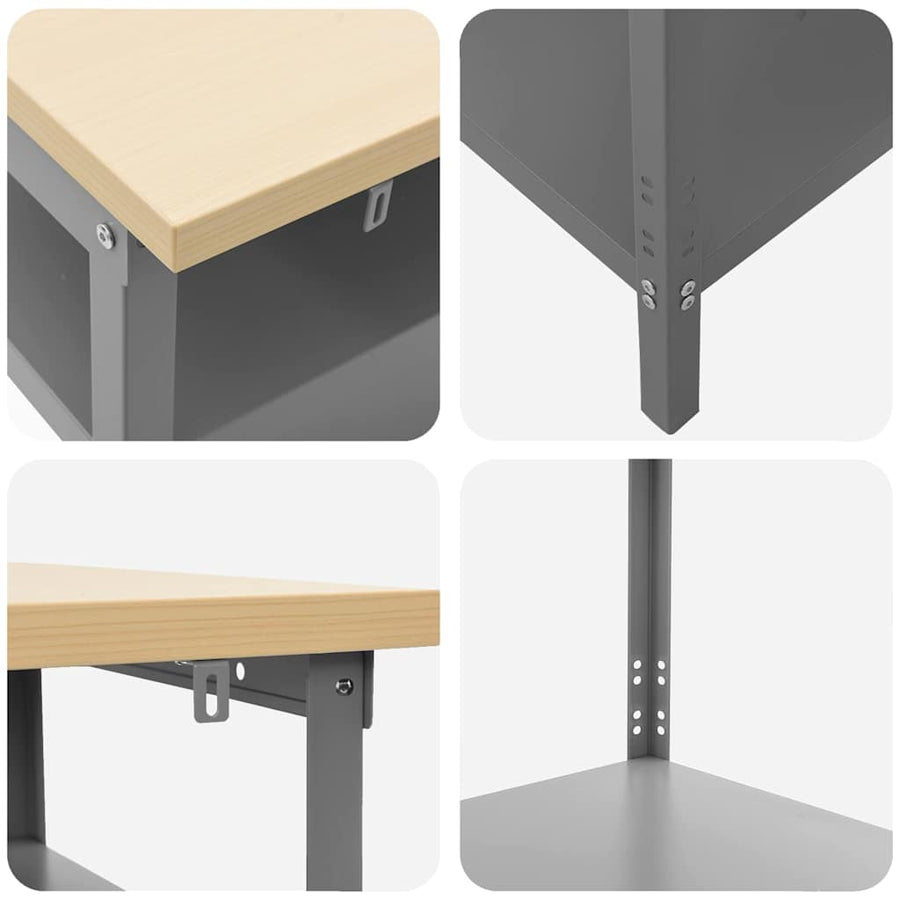 Werktafel met plank Grijs 100 x 55 x 85 cm Gepoedercoat staal