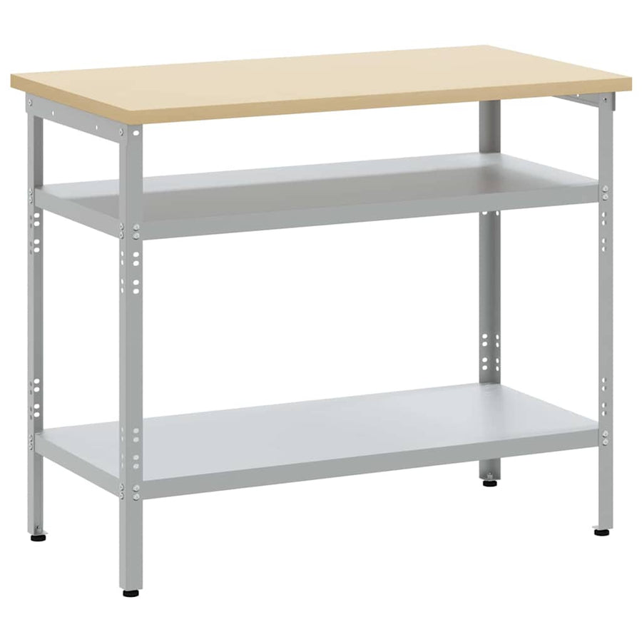 Werktafel met plank Grijs 100 x 55 x 85 cm Gepoedercoat staal