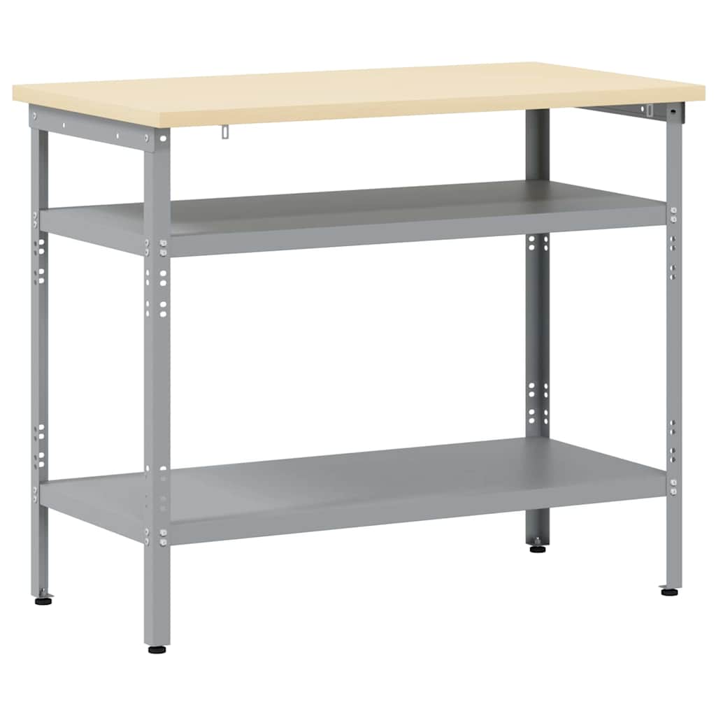 Werktafel met plank Grijs 100 x 55 x 85 cm Gepoedercoat staal