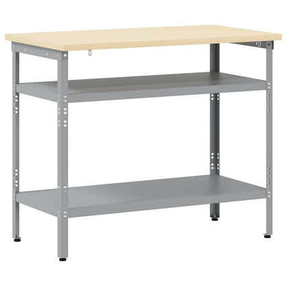 Werktafel met plank Grijs 100 x 55 x 85 cm Gepoedercoat staal
