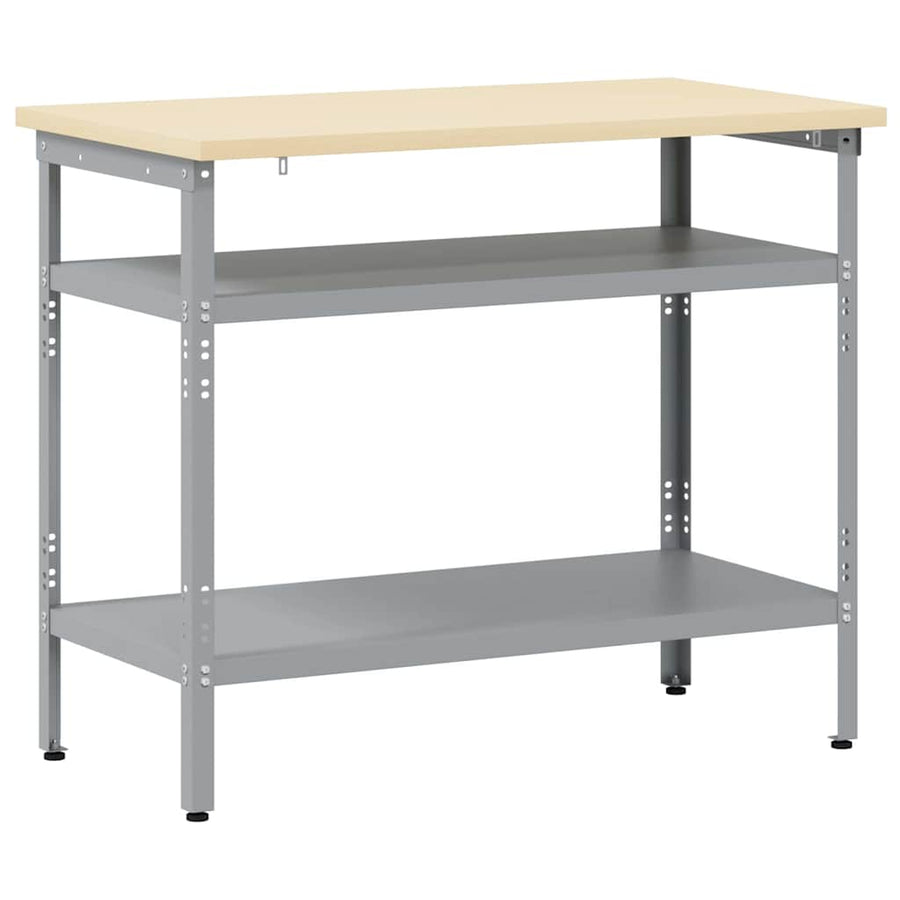 Werktafel met plank Grijs 100 x 55 x 85 cm Gepoedercoat staal
