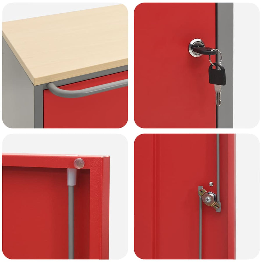 Werkbank 75 X 45 X 85 Cm Poedergecoat Staal Rood en grijs