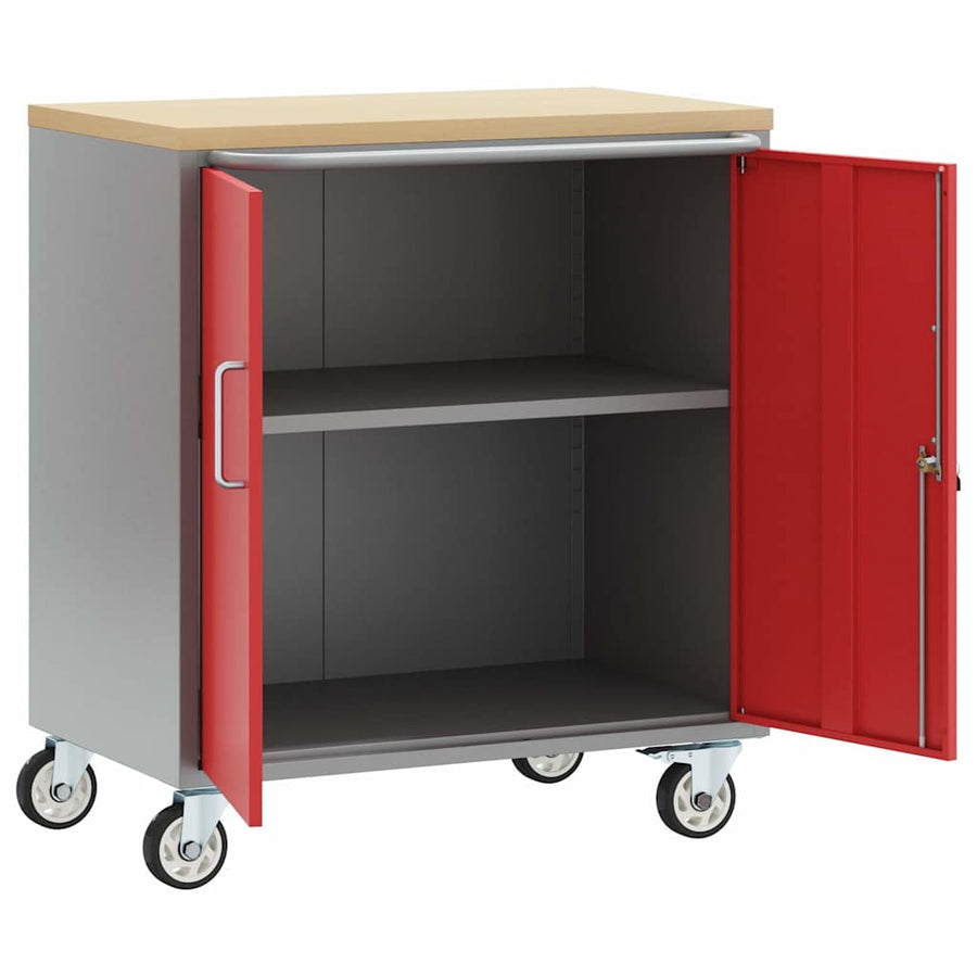 Werkbank 75 X 45 X 85 Cm Poedergecoat Staal Rood en grijs