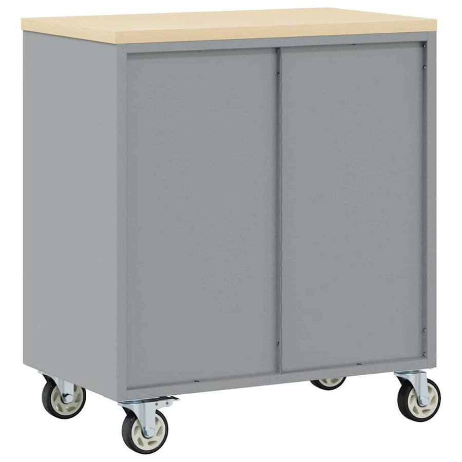 Werkbank 75 X 45 X 85 Cm Poedergecoat Staal Rood en grijs