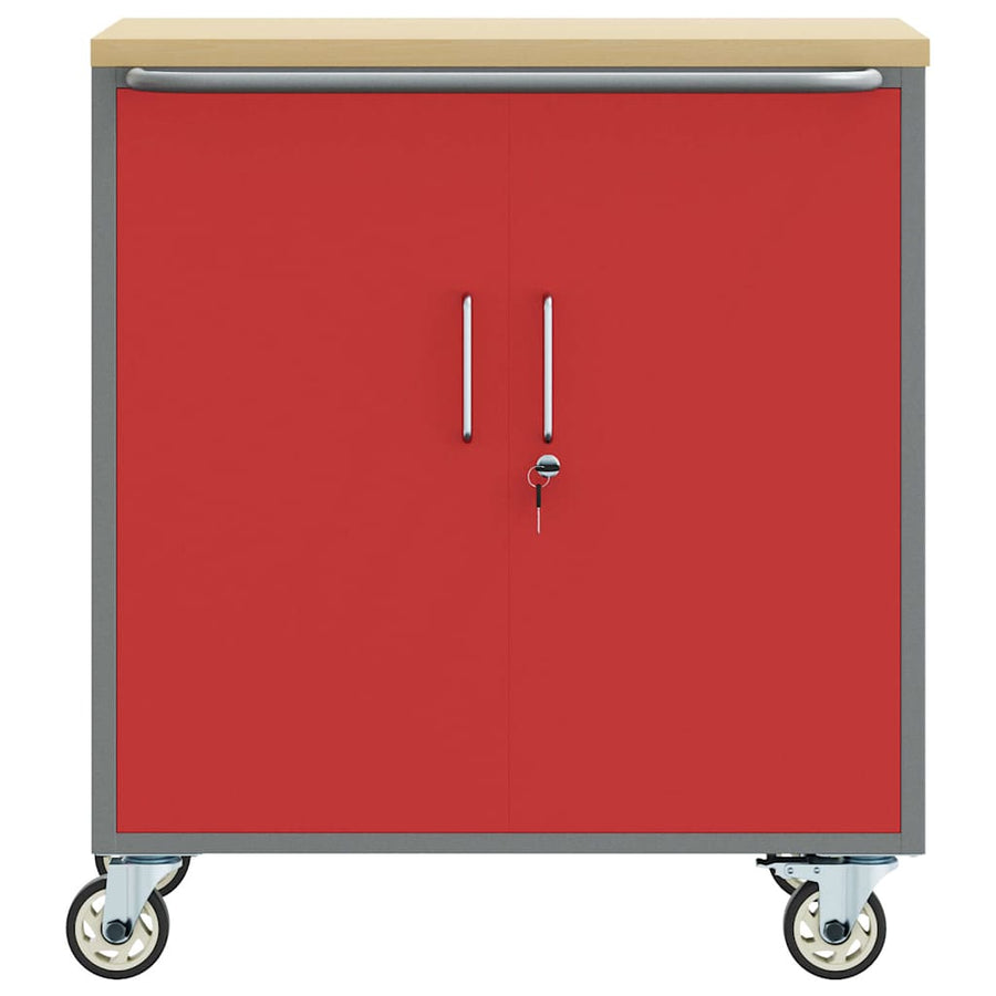 Werkbank 75 X 45 X 85 Cm Poedergecoat Staal Rood en grijs