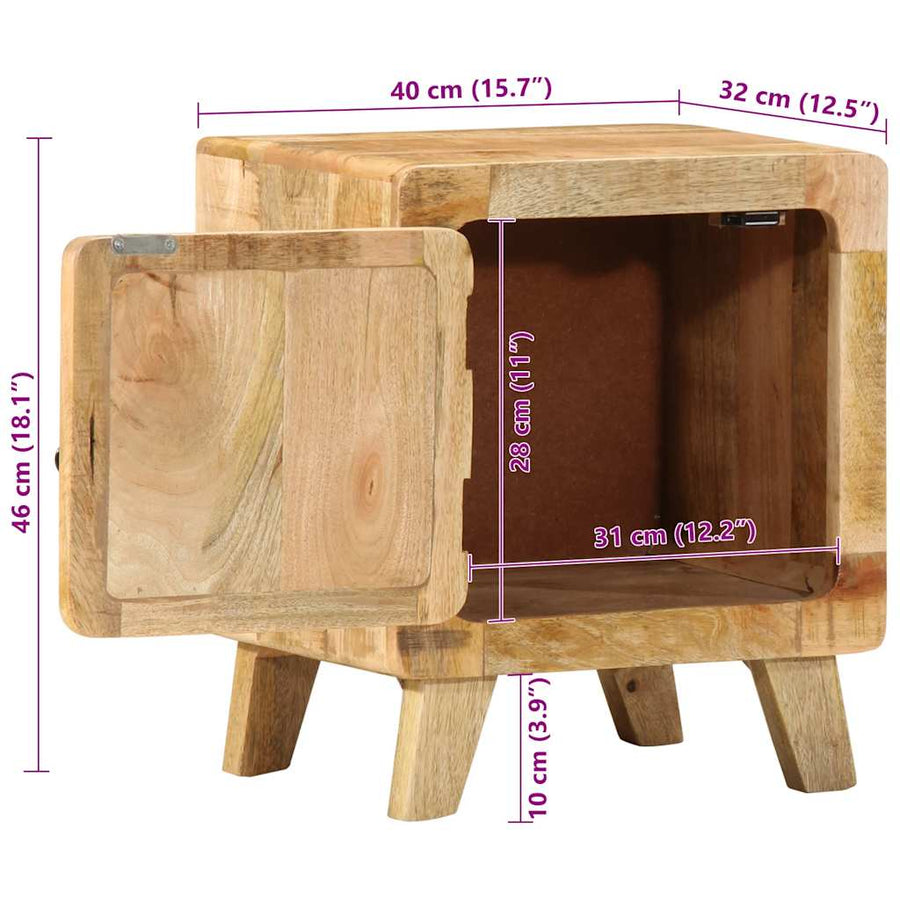 Nachtkastje 40x32x46 cm massief ruw mangohout