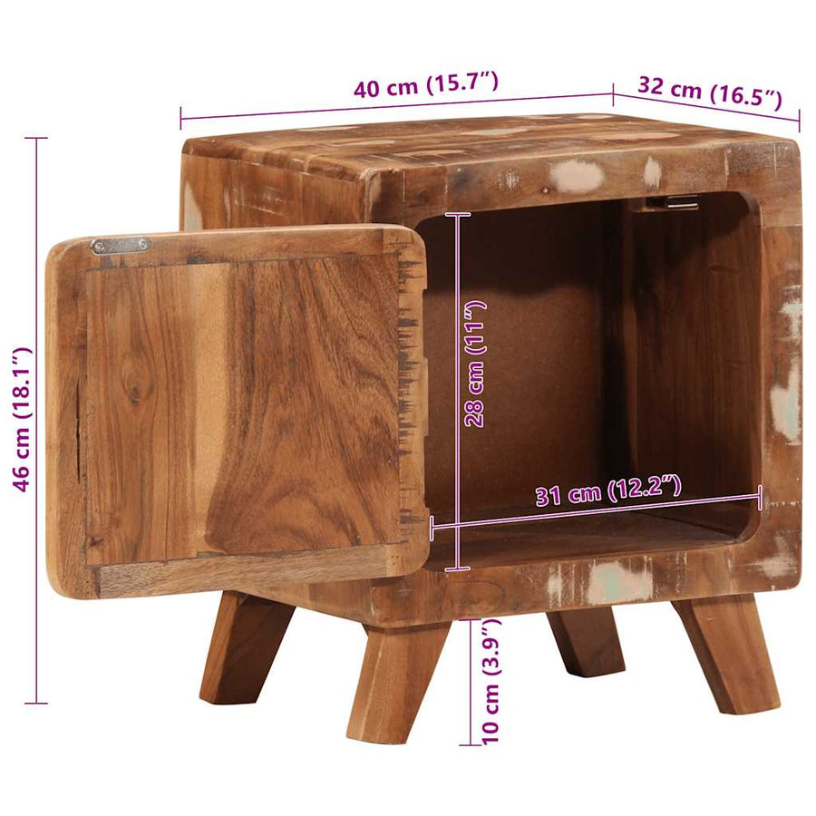 Nachtkastje 40x32x46 cm massief gerecycled hout