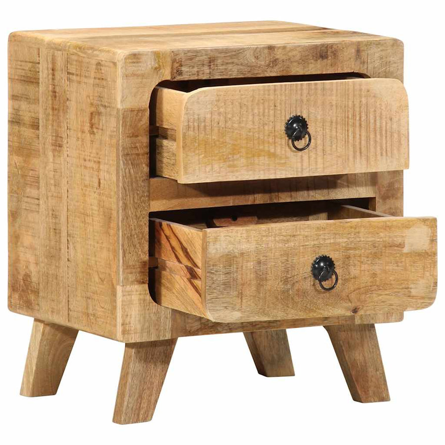 Nachtkastje 2 st 40x32x46 cm massief hout ruw mangohout