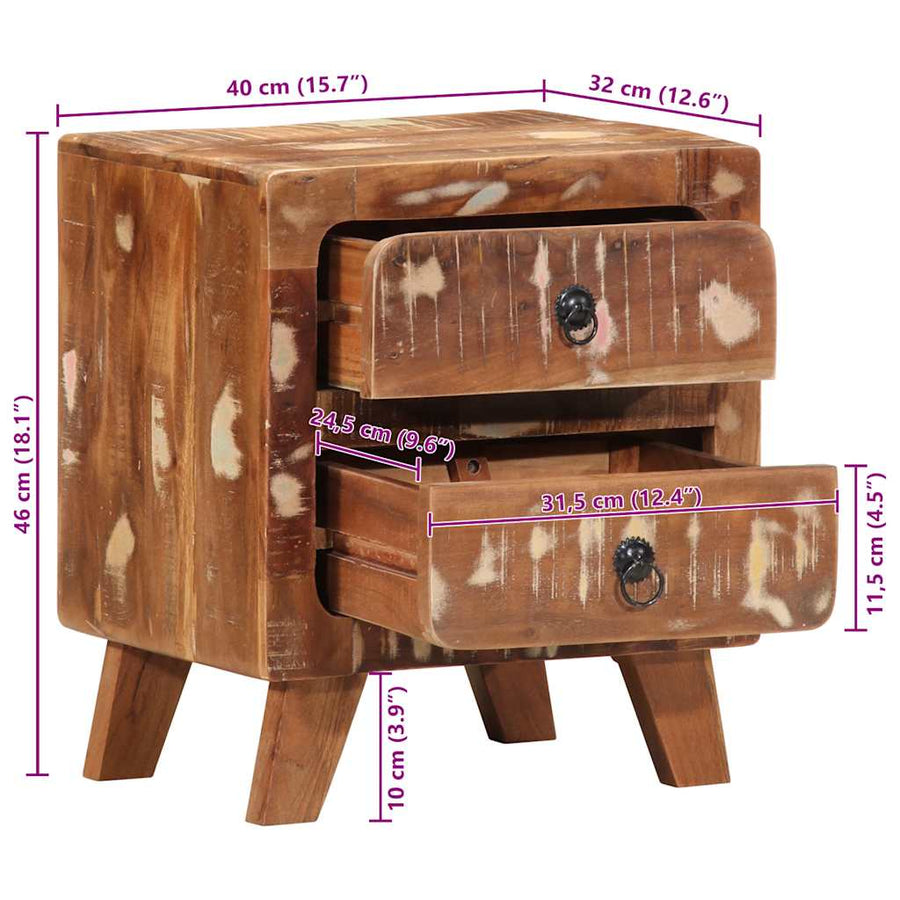 Nachtkastje 40x32x46 cm massief gerecycled hout