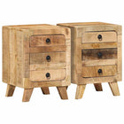 Bedside table 2 pcs 37x32x50 cm solid rough mango wood