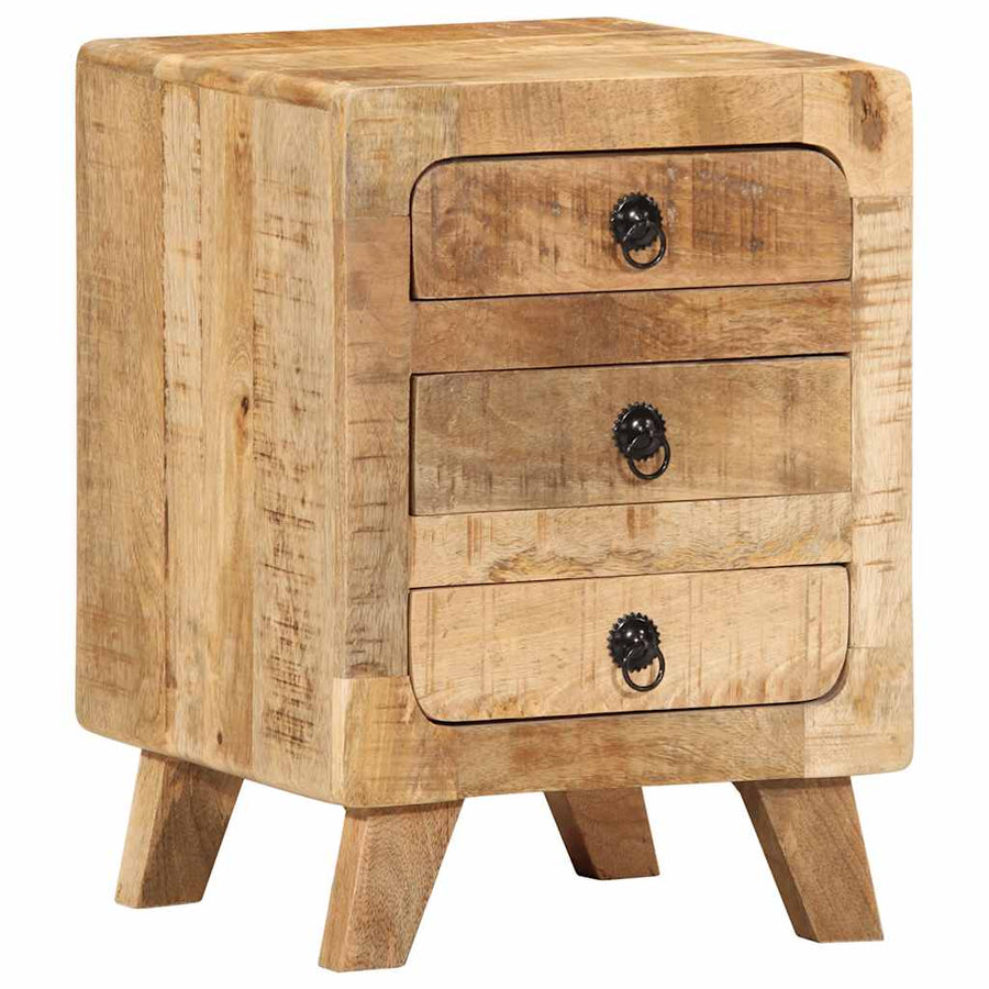 Nachtkastje 2 st 37x32x50 cm massief hout ruw mangohout
