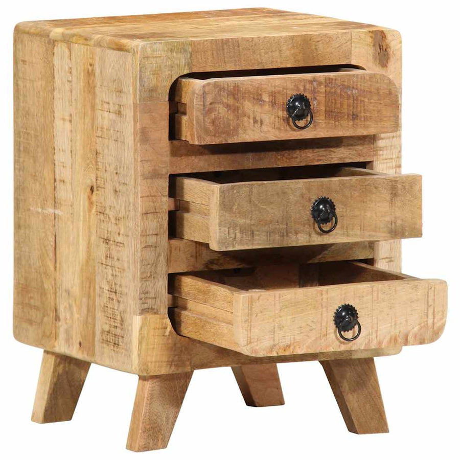 Nachtkastje 2 st 37x32x50 cm massief hout ruw mangohout