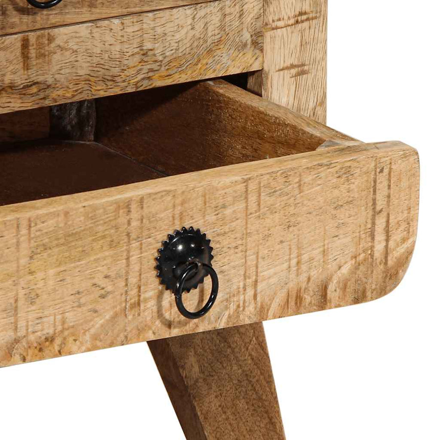 Nachtkastje 2 st 37x32x50 cm massief hout ruw mangohout
