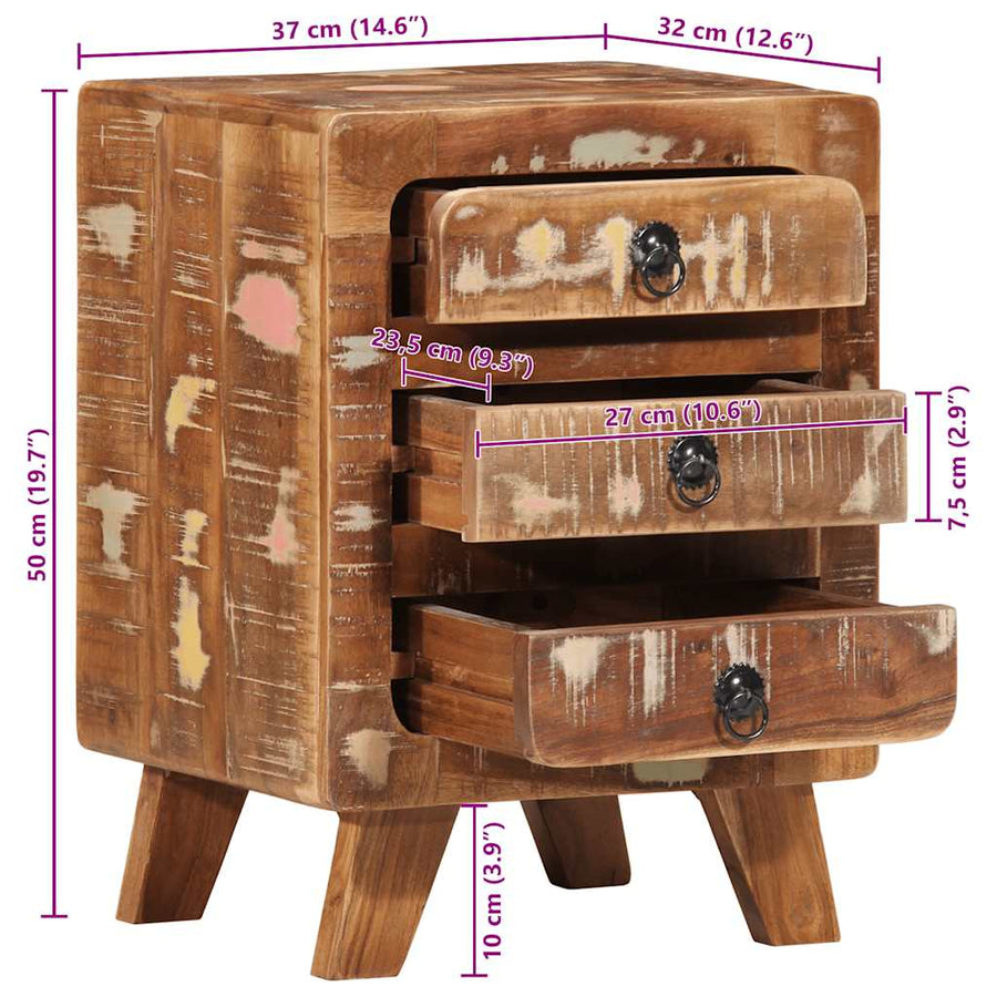 Nachtkastje 37x32x50 cm massief gerecycled hout