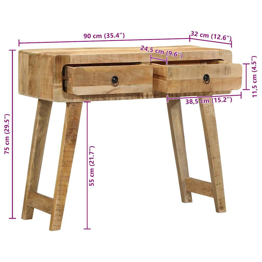 Wandtafel 90X32X75 Cm Massief ruw mangohout