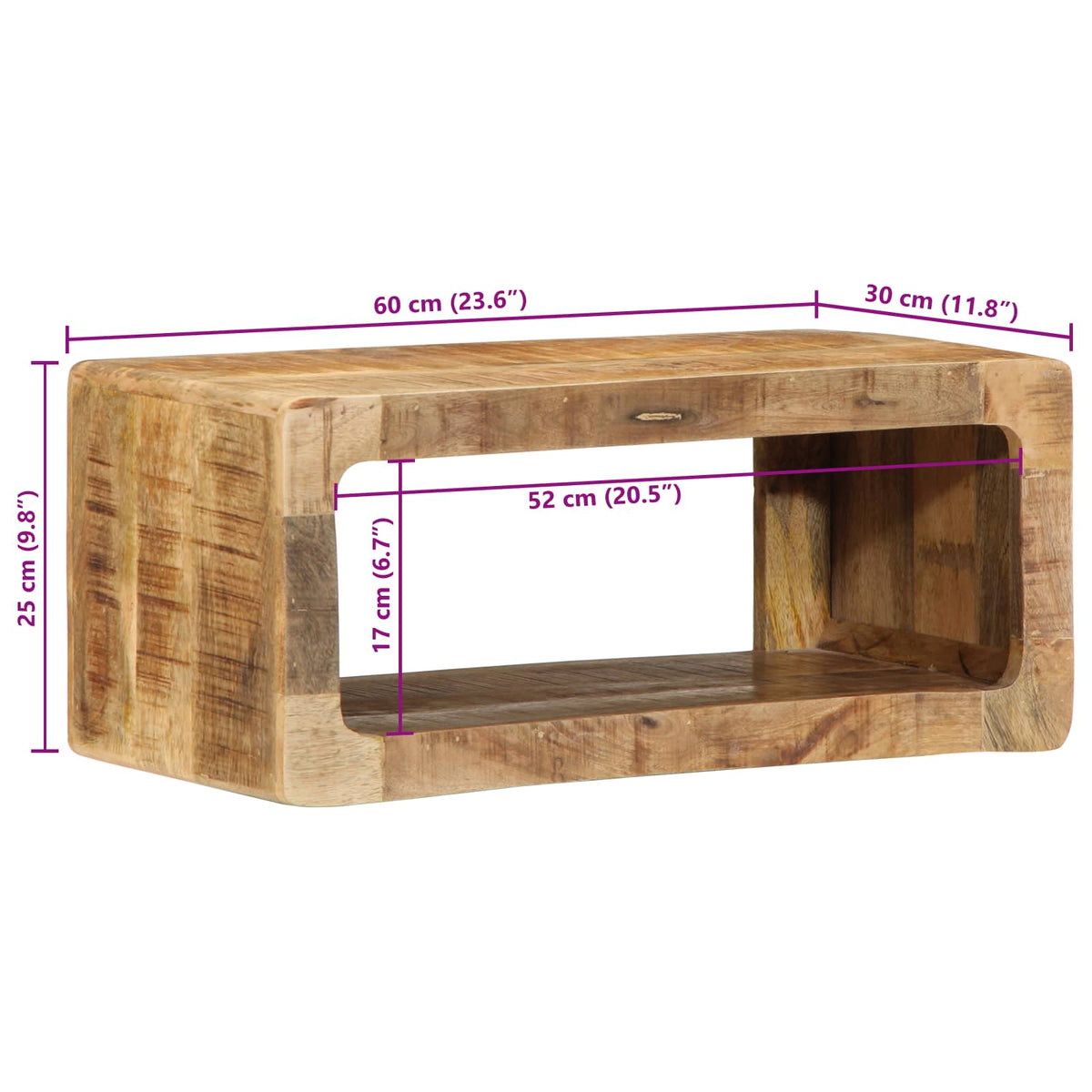 TV Kast Bruin 60 x 30 x 25 cm Massief mangohout