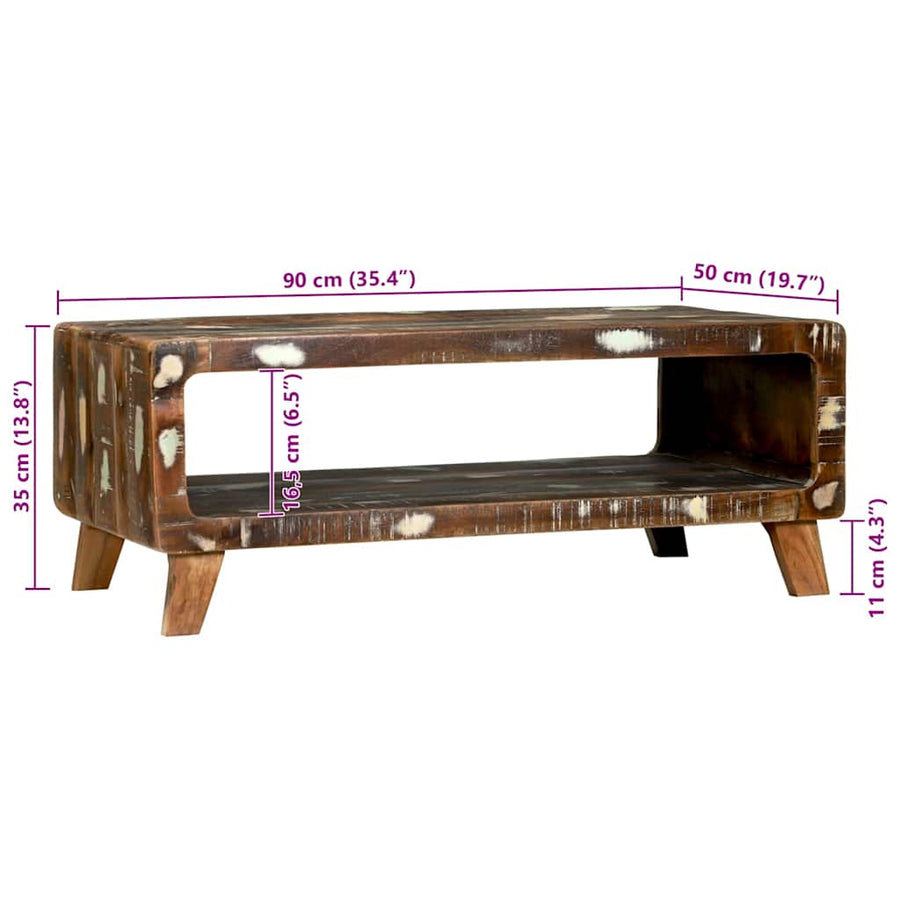 Salontafel Multikleur 90 x 50 x 35 cm Massief Gerecycled Hout