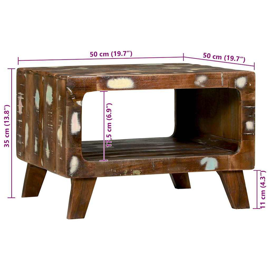 Salontafel Multikleur 50 x 50 x 35 cm Massief Gerecycled Hout