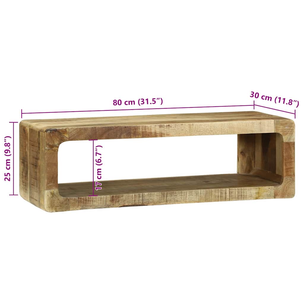 TV-kast met plank Bruin 80 x 30 x 25 cm Massief mangohout