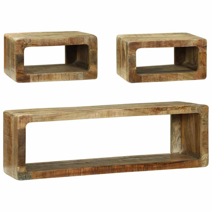 3-delige TV-meubelset Massief hout Ruw mangohout