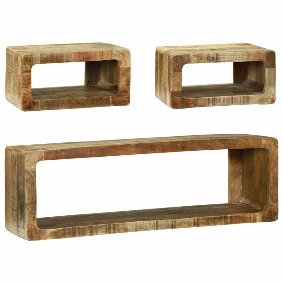 3-delige TV-meubelset Massief hout Ruw mangohout