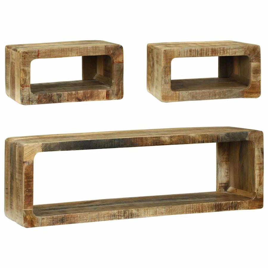 3-delige TV-meubelset Massief hout Ruw mangohout