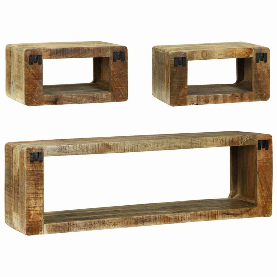 3-delige TV-meubelset Massief hout Ruw mangohout
