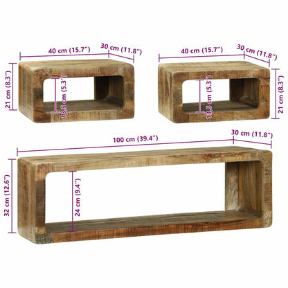 3-delige TV-meubelset Massief hout Ruw mangohout