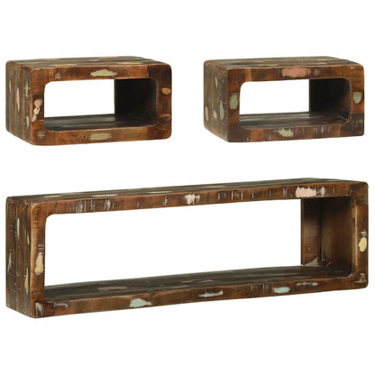 Tv-meubelset met plank 3 pcs Multikleur Massief gerecycled hout