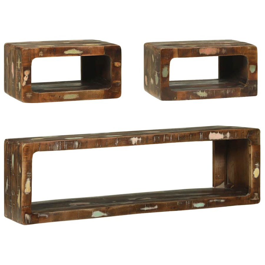 Tv-meubelset met plank 3 pcs Multikleur Massief gerecycled hout