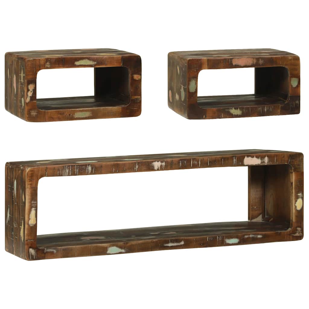 Tv-meubelset met plank 3 pcs Multikleur Massief gerecycled hout