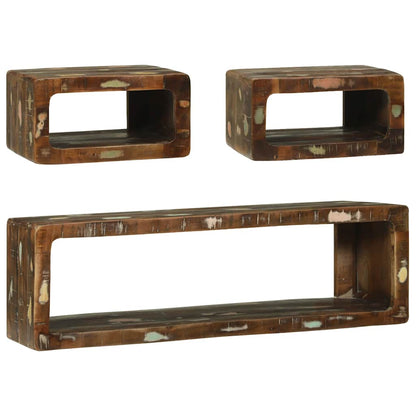 Tv-meubelset met plank 3 pcs Multikleur Massief gerecycled hout