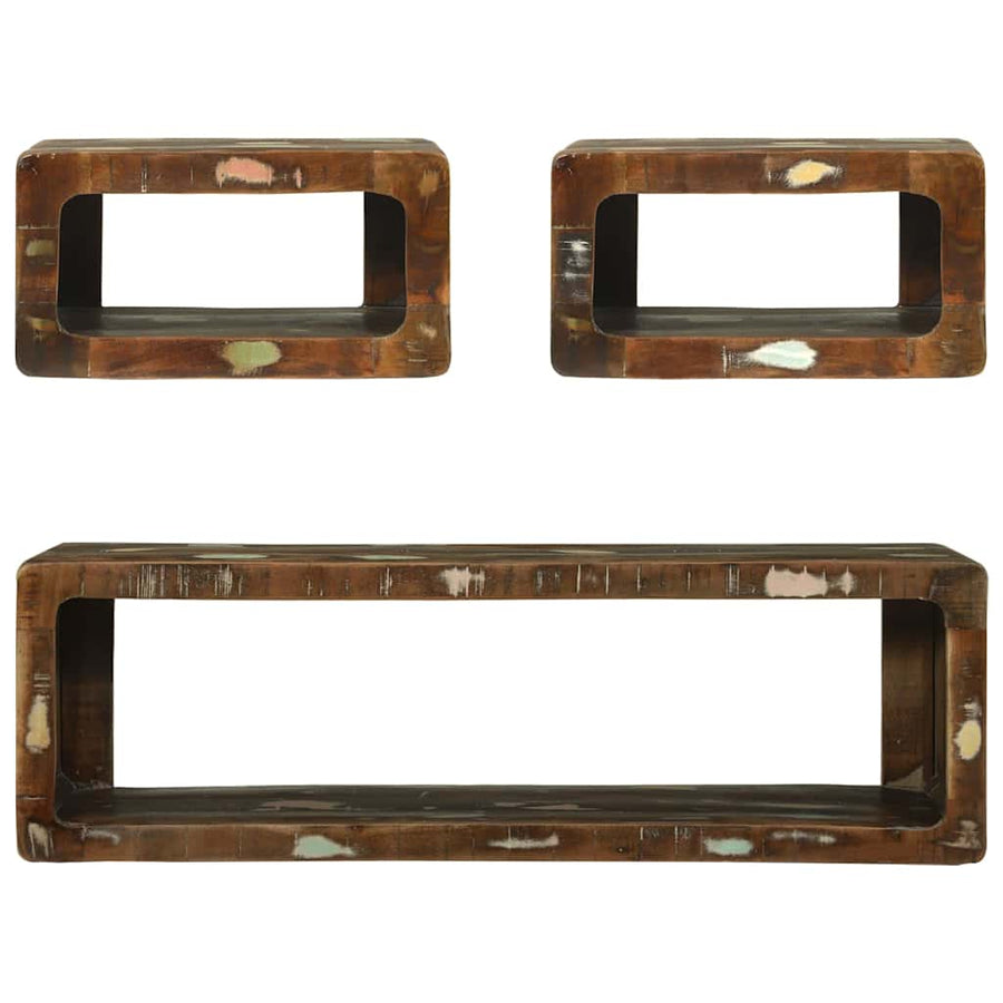 Tv-meubelset met plank 3 pcs Multikleur Massief gerecycled hout