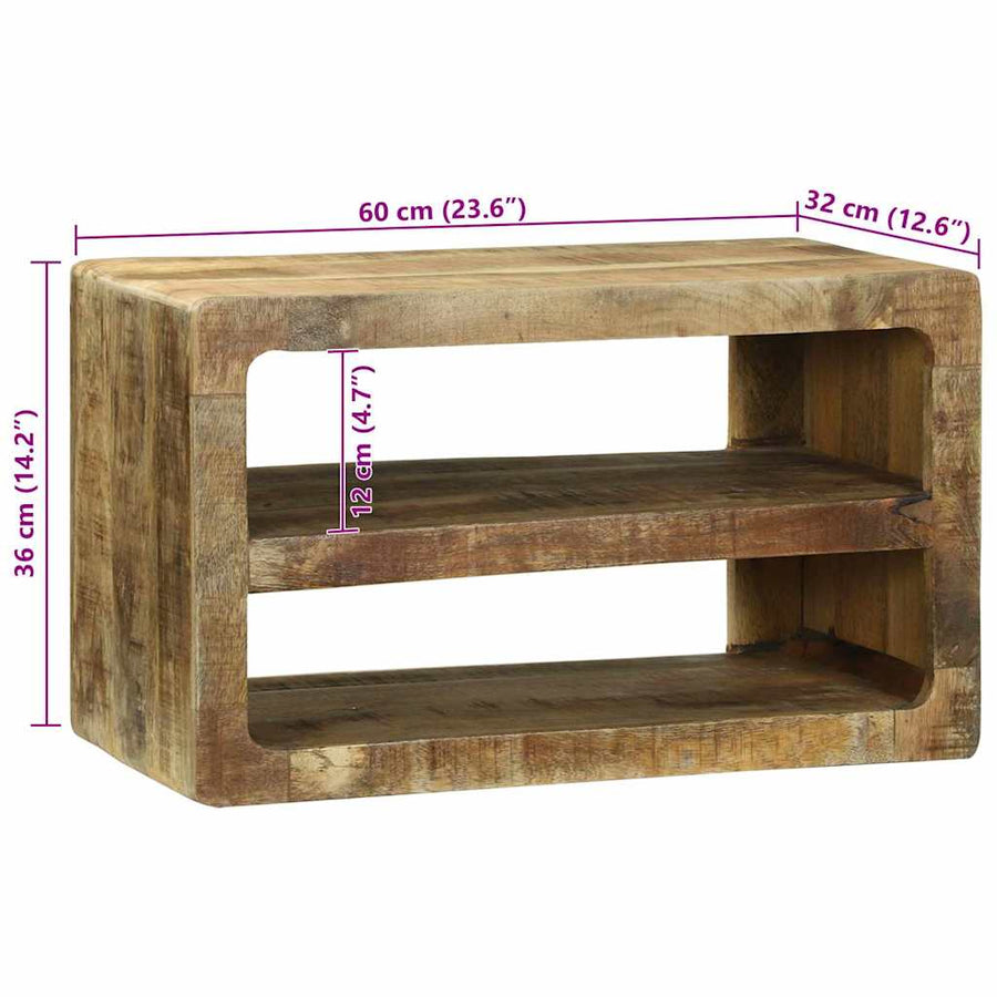 TV-kast met plank Bruin 60 x 32 x 36 cm Massief mangohout